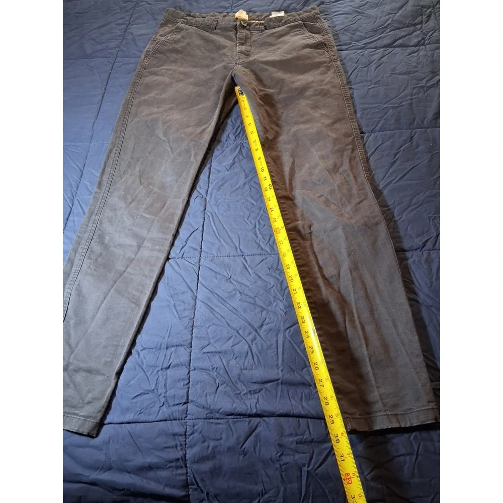 H&M LOGG Blue Skinny Fit Flat Front Chino Pants Men's SZ 34 Measure 34X31 - Picture 3 of 7